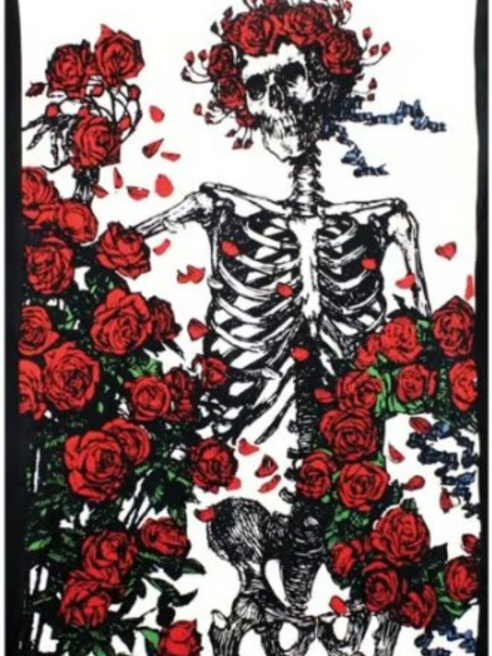 Grateful Dead 3D Skeleton & Roses Tapestry ~ 60" x 90" ~ w/Corner Loops ~ New!